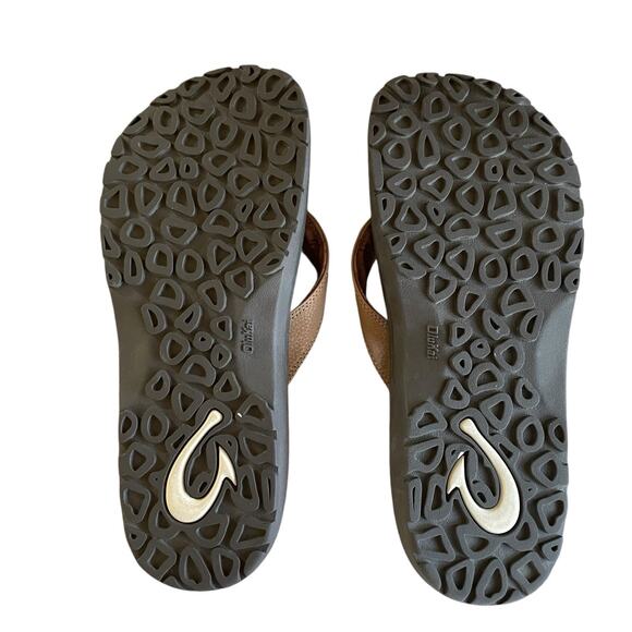 OLUKAI Ohana Men's Size 12/EU 45 Brown Slip-On Water Resistant Flip Flop Sandals - Picture 6 of 7